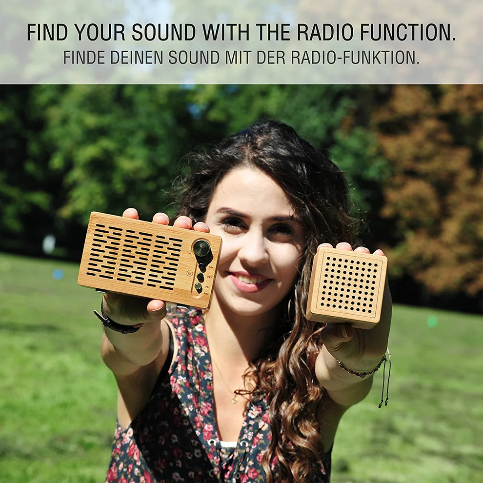 LEICKE Bamboo Bluetooth динамик портативный беспроводной динамик с 3D стерео музыкой объемный fm-радио NFC Hands Free Звонки Aux вход