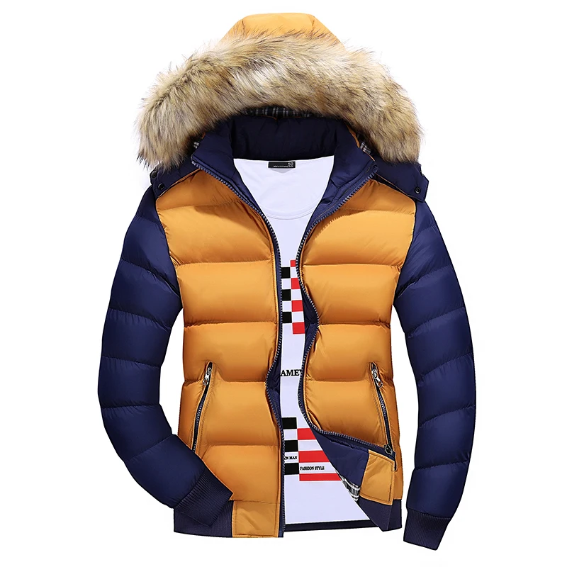 Man winter cotton padded jacket male casual thermal with a hood wadded
