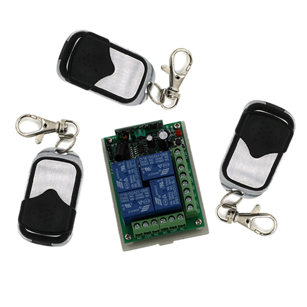 12V 24V 4Channel Auto RF Wireless Remote Control Module 10A Relay Receiver with Transmitter For