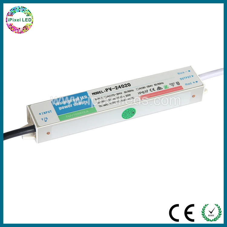 

12v&24V 20w waterproof led power supply IP67 for LED pixel Light