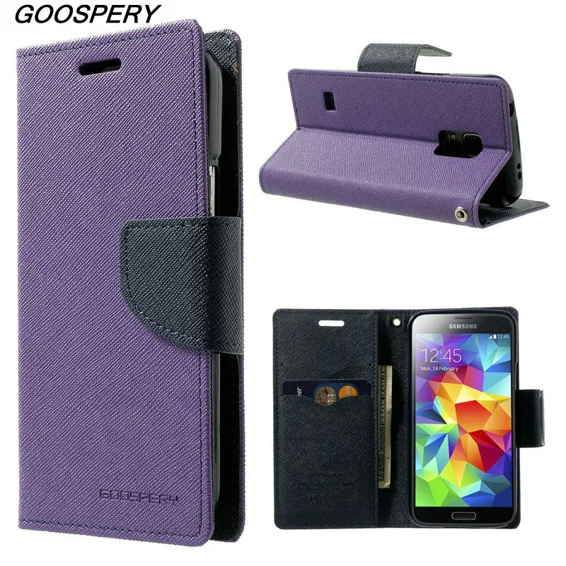 For Samsung S5 Mini Case Original Mercury GOOSPERY Fancy Diary Stand Wallet Leather Cover Case for Samsung Galaxy S5 Mini G800