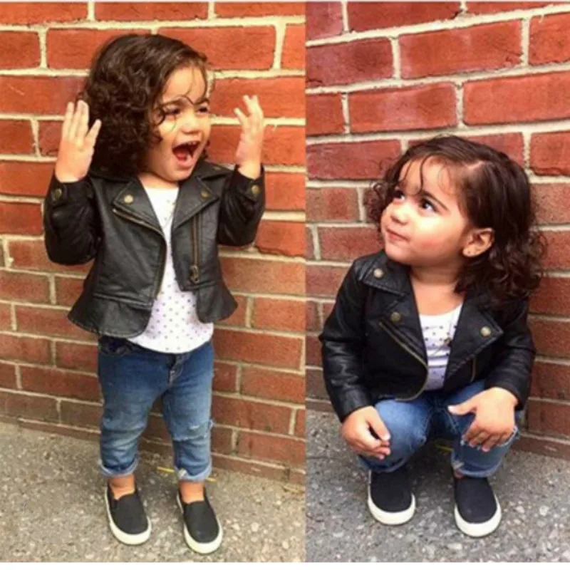

MESOLO Fashion Baby Girls Leather Jackets PU Short Coat for Girl Outerwear Cloth infant baby jacket High Quality Spring Newborn