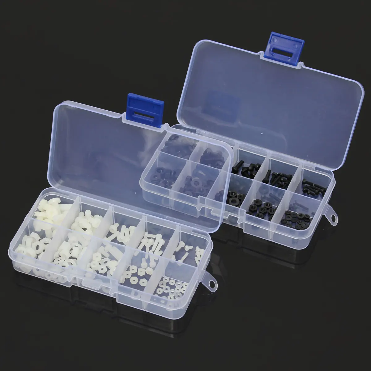 

150Pcs/Set s M2 M2.5 M3 M4 M5 Nylon Hex Screw Bolt Nut Kits Standoff Spacer Assortment Kit Black White 5 Sizes Head Screw Nuts