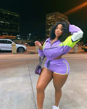 

2019 Hot Style Fashion Sport Multicolor Full Sleeve Hooded Tops Print Shorts Zippers Casual Tow Picec Outfits