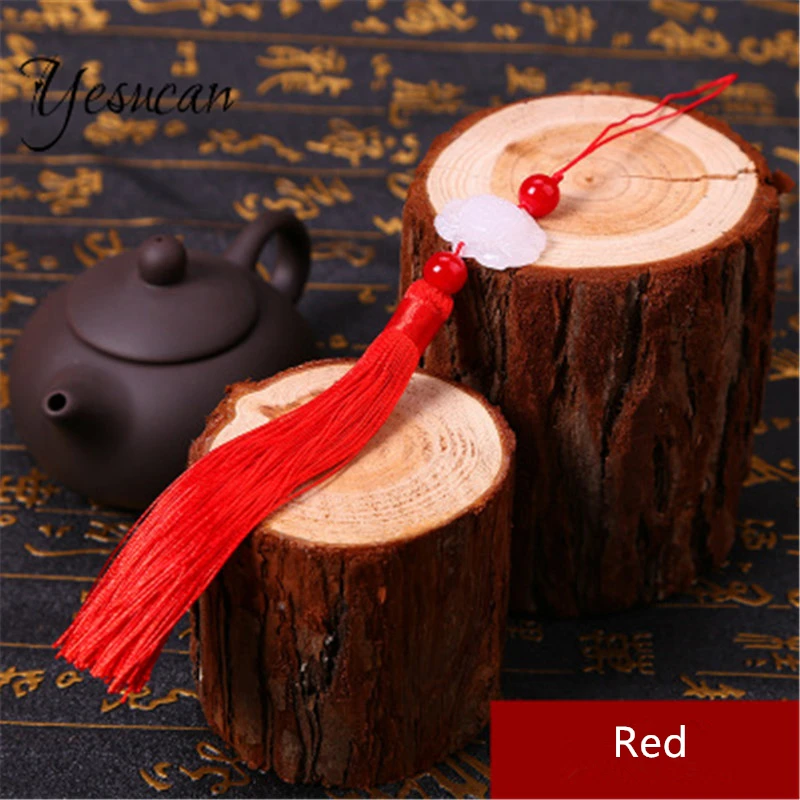 Yesucan Long Tassel With White Jade Lotus Keychain Cellphone Strap Jewelry Charms DIY Accessories For Earrings Necklace Keychain Yesucan Long Tassel With White Jade Lotus Keychain Cellphone Strap Jewelry Charms DIY Accessories For Earrings Necklace Keychain