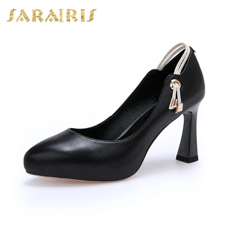 

Sarairis Hot Sale 2019 Genuine Leather New Fashion Pumps Women Shoes Woman Slip On Platform Elegant Pumps Lady Shoes