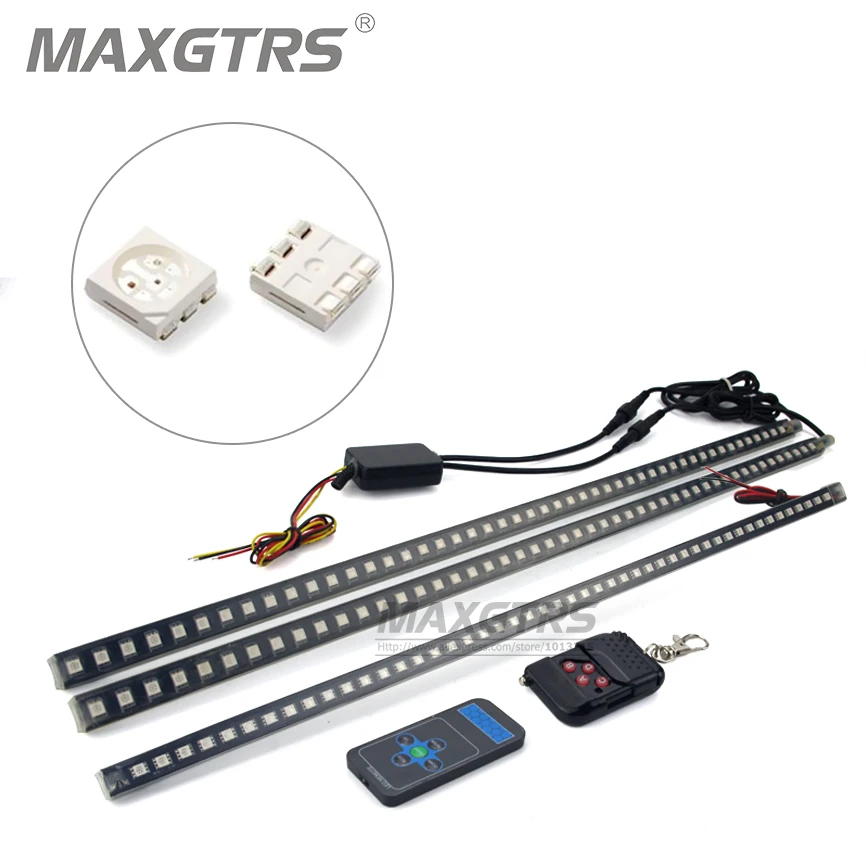 

56CM 20 Modes Infrared Remote Control Single Change Color RGB 48LED Car LED Flexible Knight Rider Lightsbar Light Waterproof