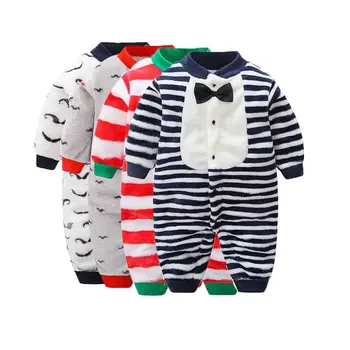 

4pcs /Newborn baby rompers autumn boys infant baby velevt warm cotton sleepwear for toddler bebe jumpsuit rompers baby outfits