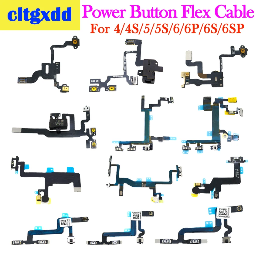 

cltgxdd For iPhone 4 4S 5 5S 5C 6 6S Plus Volume Button Power Switch On Off Button Key Flex Cable Replacement Parts