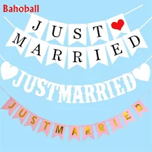 Cartel de papel Vintage Just Married con cinta de 3M, guirnalda de boda blanca, banderines románticos, accesorios de foto de boda, guirnalda para decoración de fiesta