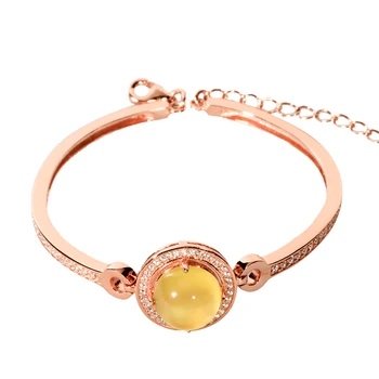 

yellow prehnite fashion bangle rose gold plated, good quality and popular design for women wedding and birthday party