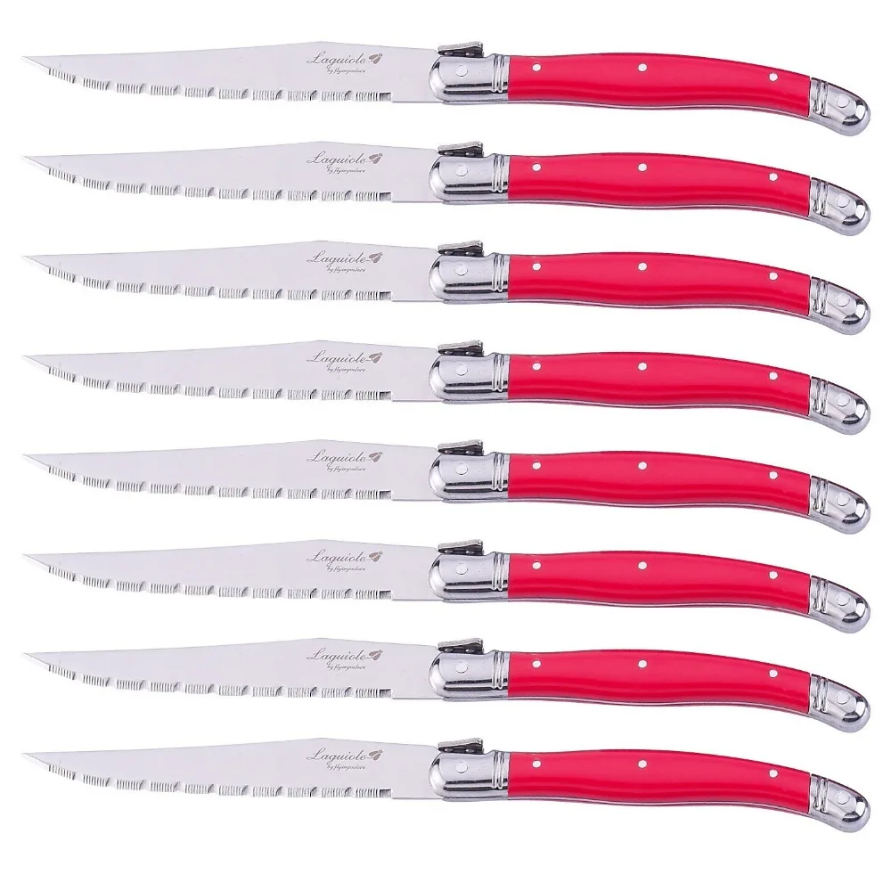 9'' Stainless Steel Laguiole Steak Knife Set Dinner Knives Red Handle