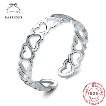 

LYNNE Jewelry Fashion 925 Sterling Silver Ring Wholesale Vintage Hollow Love Heart Open Resizable Rings Women Accessories Gift