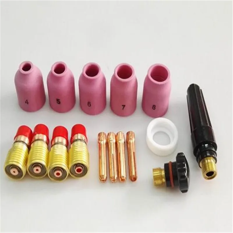 16pcs Consumables kit for TIG Welding Torch WP-17/18/26 With Alumina Nozzles Back Cap Insulator Collet And Gas Lens