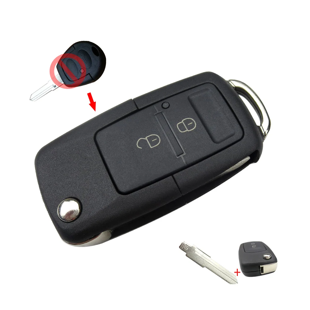OkeyTech 2 кнопки модифицированный складной флип-чехол для ключей автомобиля Брелок оболочка для Volkswagen Golf Chery QQ3 QQ6