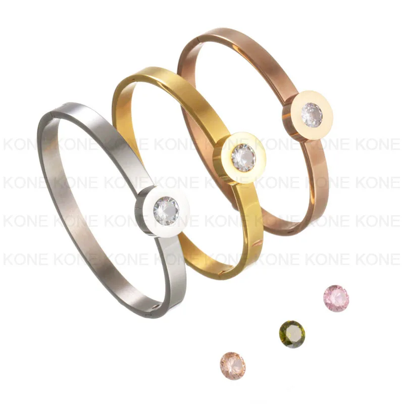 UZone сменные CZ камни браслет из нержавеющей стали сменные ювелирные изделия Шарм полый браслет из манжеты браслеты для женщин