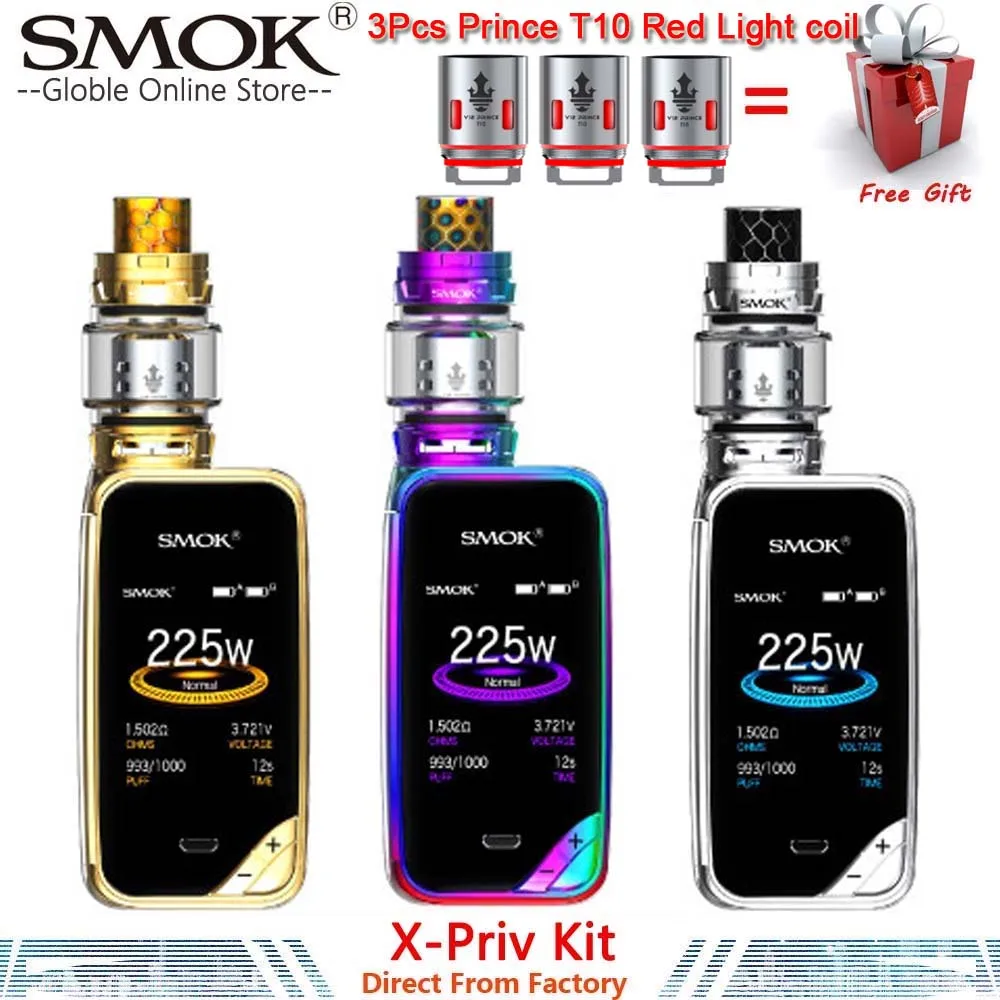 

Authentic SMOK X-PRIV Kit with 225W X PRIV Mod & 8ml TFV12 Prince Tank Vaporizer Electronic Cigarette SMOK VAPE Kit VS SMOK Mag