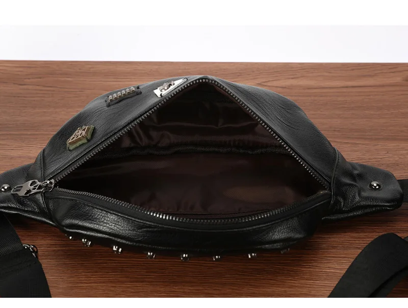 CCRXRQ поясная сумка, новинка, высококлассный бренд, из искусственной кожи, мужские поясные сумки для путешествий, удобная поясная сумка, Мужская поясная сумка с черепом и заклепками