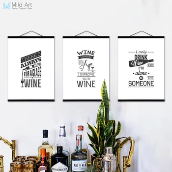 

Wine Beer Bottle Typography Hippie Quotes Wooden Framed Poster Nordic Kitchen Wall Art Pictures Bar Decor Canvas Painting Scroll