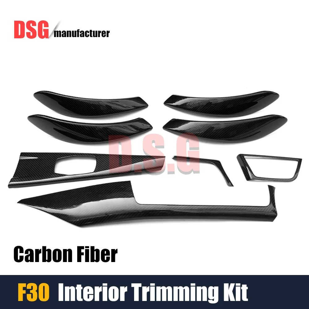 

F30 Carbon fiber interior trimming 8 pcs / 1 set door handle dashboard cover for BMW F30 3 series GT f34