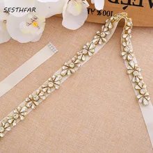 Кристалл жемчуг пояс невесты золотые свадебные пояса тонкий Стразы свадебное платье пояс-кушак для Свадебные аксессуары J176G