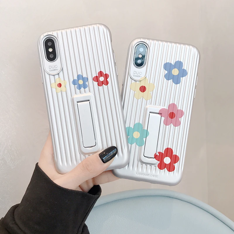 Роскошный багажный чехол для телефона iphone X XR XS Max 6 6s Plus 7 8 милый цветочный мягкий