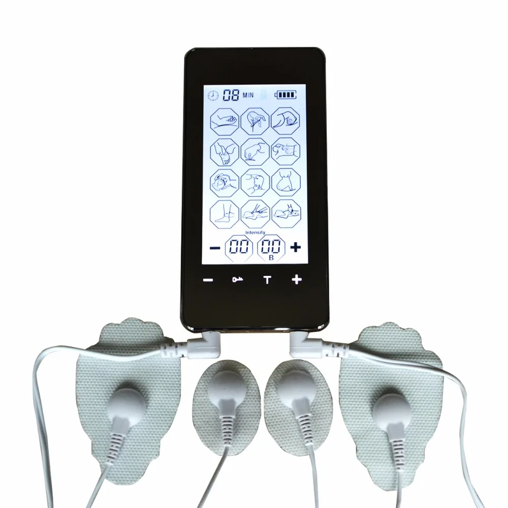 

FDA Dual Electronic Touch Screen Smart Tens Massager Unit 12Mode Mobile Style Full Body Back Knee Pain Relief Muscle Stimulator