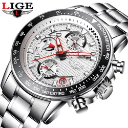 LIGE Элитный бренд часы Для мужчин модные Нержавеющая сталь полоса Смотреть Человек Бизнес Спорт кварцевые Водонепроницаемый часы Relógio