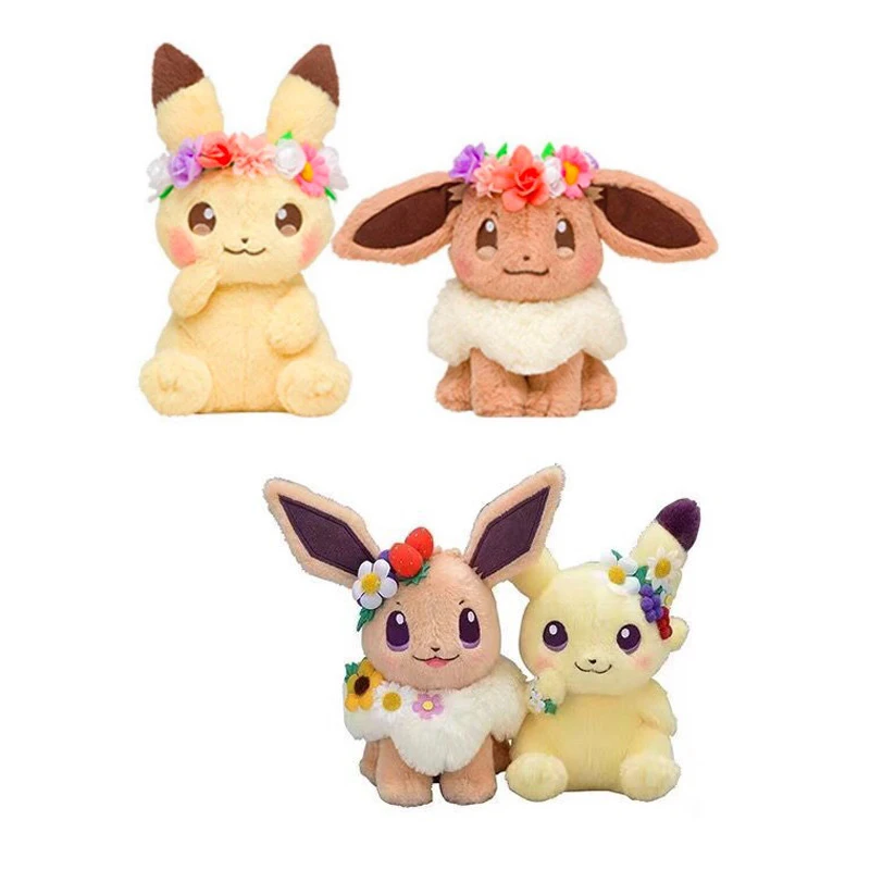 pikachu and eevee plush