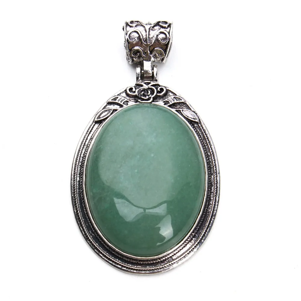 

DC Antique Silver Color Natural Stone Necklace Pendant Jewelry Accessories Created Opal Stone Quartz Pendant Jewelry Findings