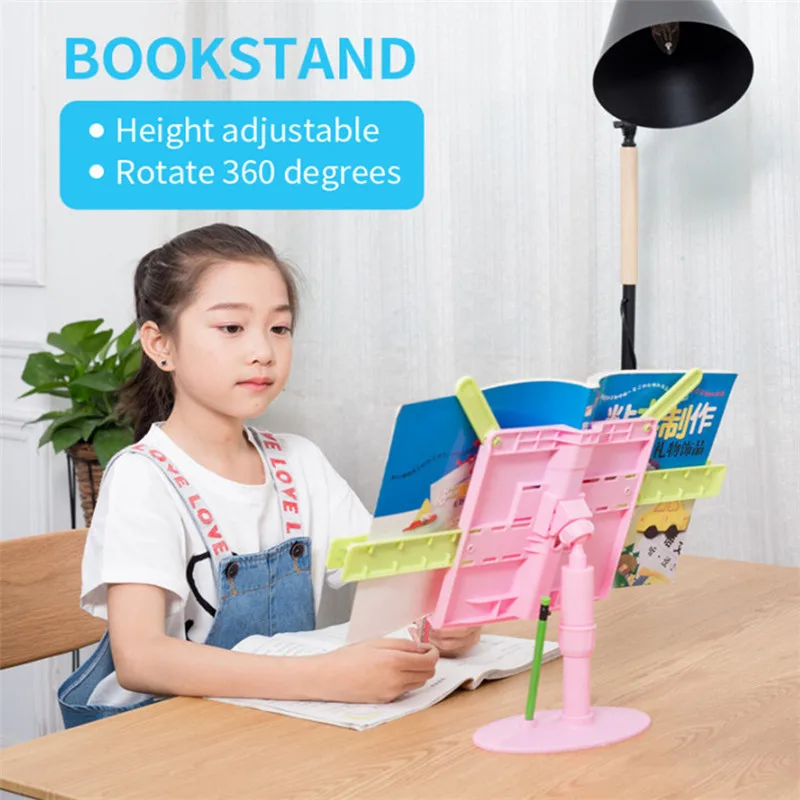 Портативный держатель для книг с поворотом на 360 градусов, подставка для книг с регулируемой высотой, Настольная ручная работа с отверстием для ручек для чтения детей