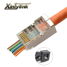Xintylink ez rj45 conector cat6 rj 45 sftp cabo ethernet rg45 cat5 cat5e 8p8c rede stp cat 6 jack metal protegido