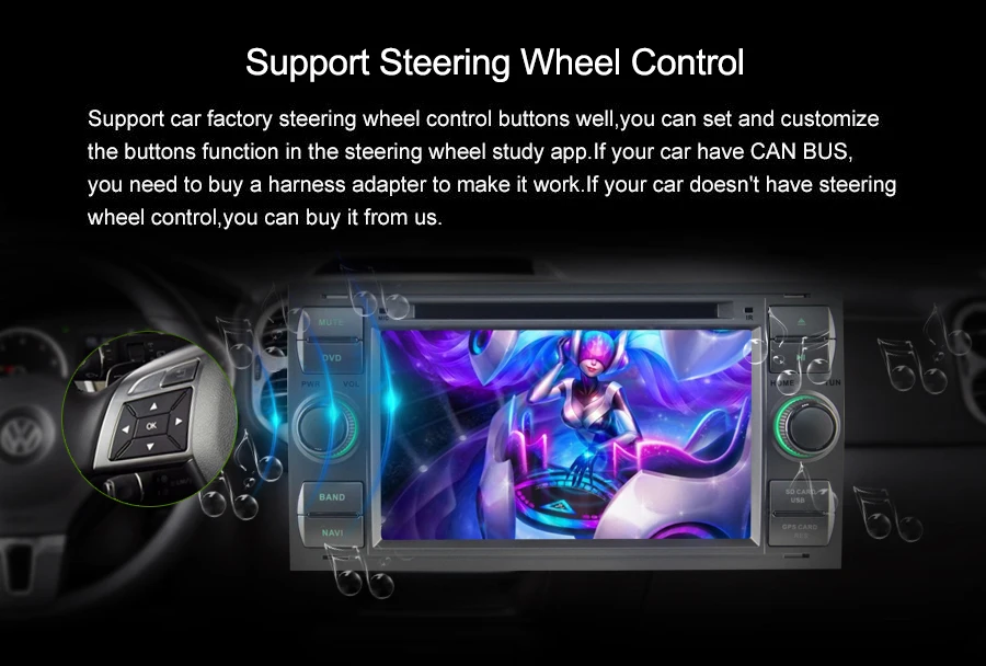 Top 7" 2 din 2GB Ram Car Radio Audio Stereo HD GPS Navigation Head unit For Ford Focus Fusion Multimedia Player Support DAB OBD DVR 2