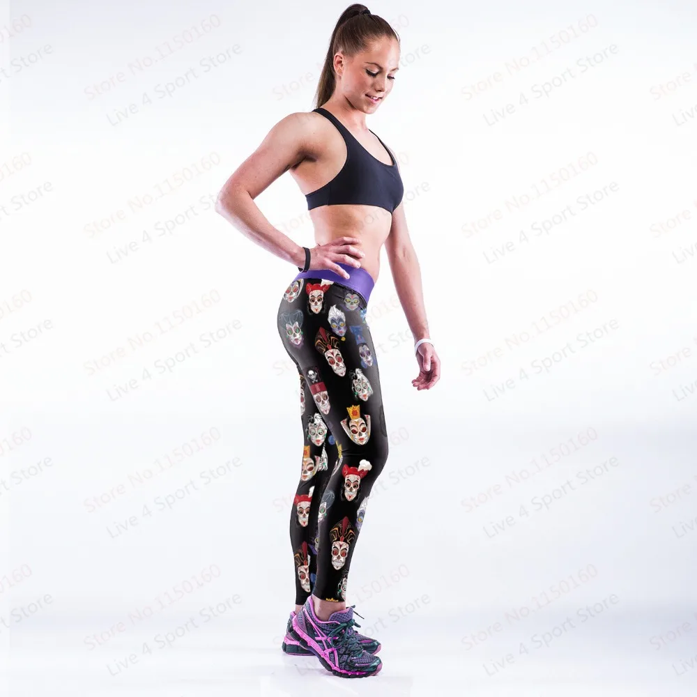 Yoga Leggings Beijing Opera Facial Masks Female Sport Yoga Pants Black