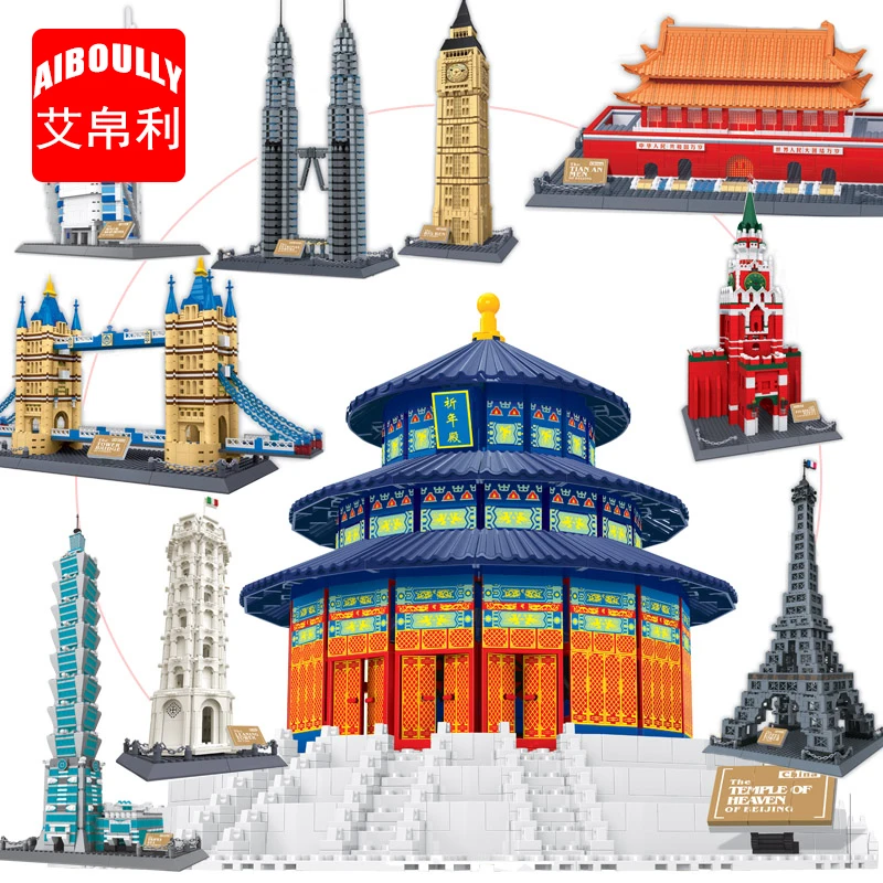 

AIBOULLY 8011 World's Great Architectures 11 models Tower of Pisa Big Ben Building Block Set Educational DIY Bricks Toys Gift