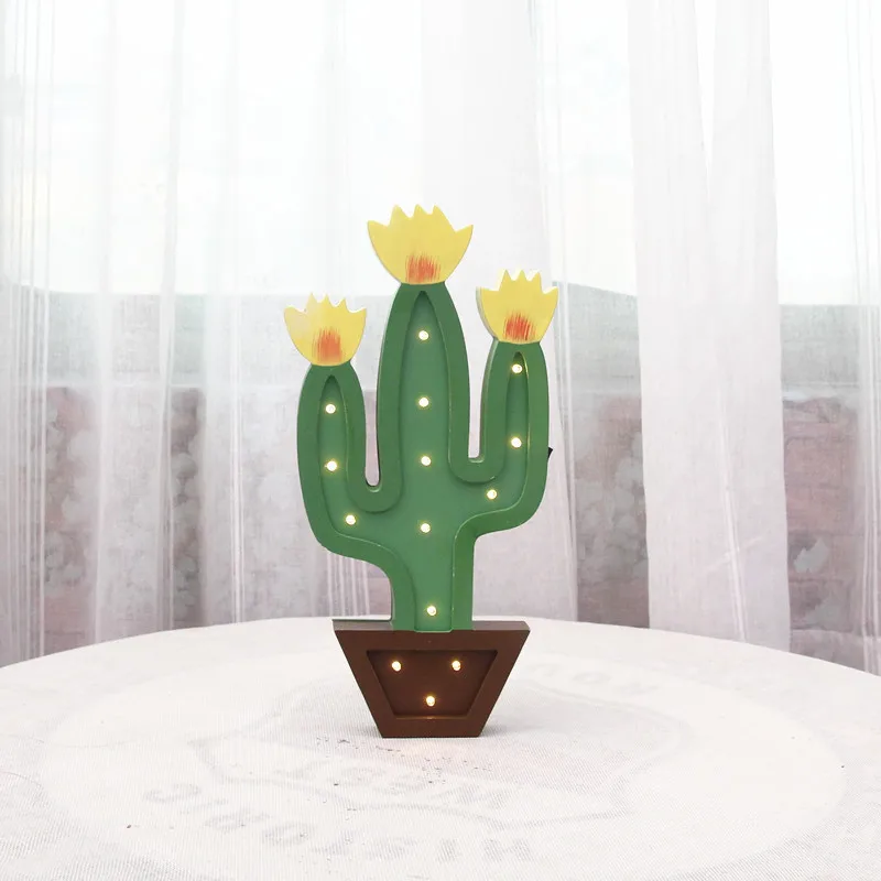 

Cactus Decoration light Wood Modeling lampWarm white Battery Powered LED Night lamp Babyroom Decor lamp IY304123-40