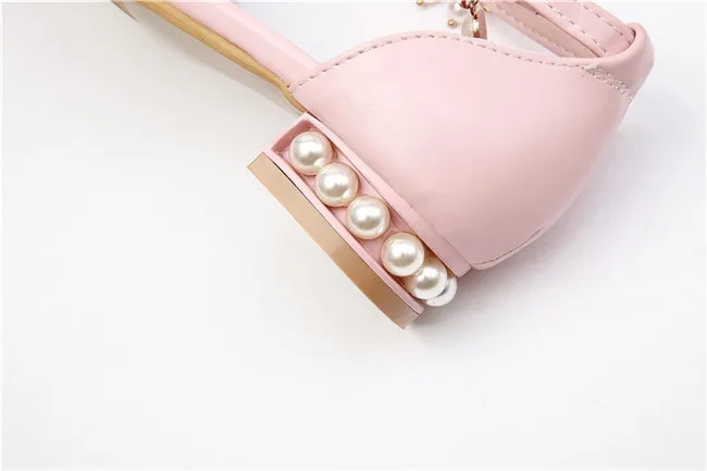 YMECHIC/летние туфли-лодочки на низком каблуке с ремешком и пряжкой на щиколотке, Украшенные бусинами и кисточками; цвет розовый, черный, белый; женская офисная обувь для свадебной вечеринки;