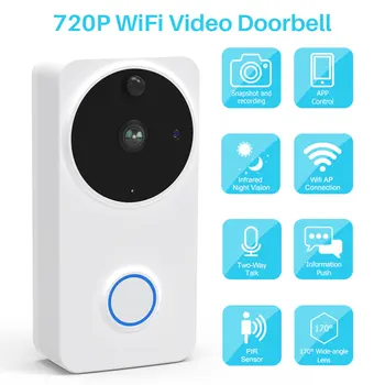

WiFi Doorbell Camera Smart Wi-Fi Two-way Video Intercom Door bell Camera Night Vision PIR Monitor Alarm Remote Home Monitoring