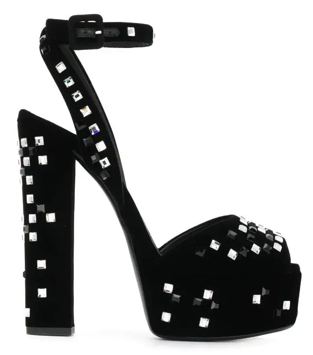 crystal embellished platform heels
