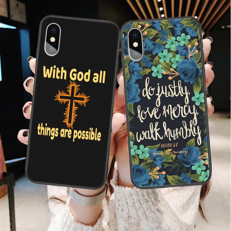 

Bible Verse Christian Religious Jesus Cross Soft Silicone Phone Case Cover For iPhone X 6 6S 5S SE 8 8Plus X 7 7Plus XS Max XR