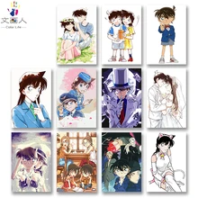 DIY цветные картинки по номерам с цветами детектива Конана винить детей Картина Рисунок Живопись по номерам Обрамленный дом