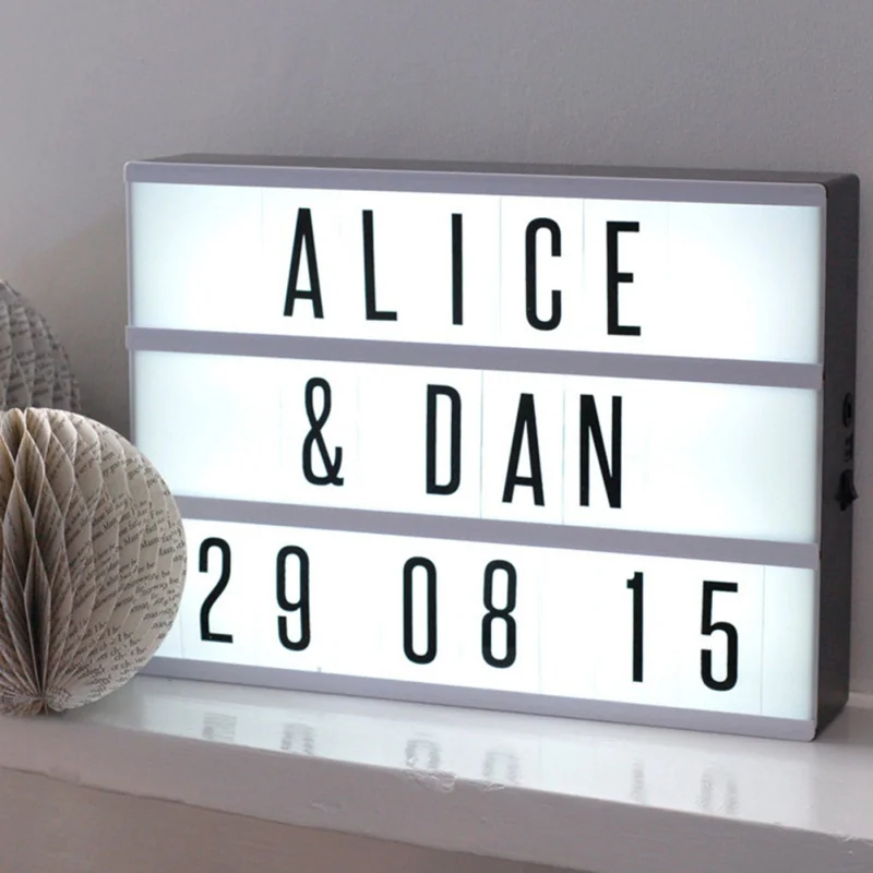 

Message Board Lightbox 90pcs Letter Alphabet Puzzle Led Light Box USB Battery LED Combination Night light Box for Home Proposal