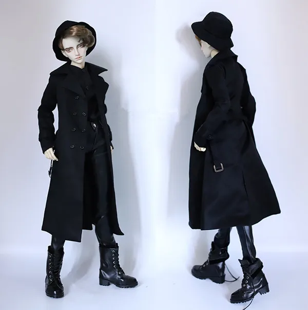 BJD doll clothes black double-breasted Dust coat with belt for 1/3 1/4 BJD DD SD MSD SD17 Uncle SSDF doll clothes accessories BJD doll clothes black double-breasted Dust coat with belt for 1/3 1/4 BJD DD SD MSD SD17 Uncle SSDF doll clothes accessories