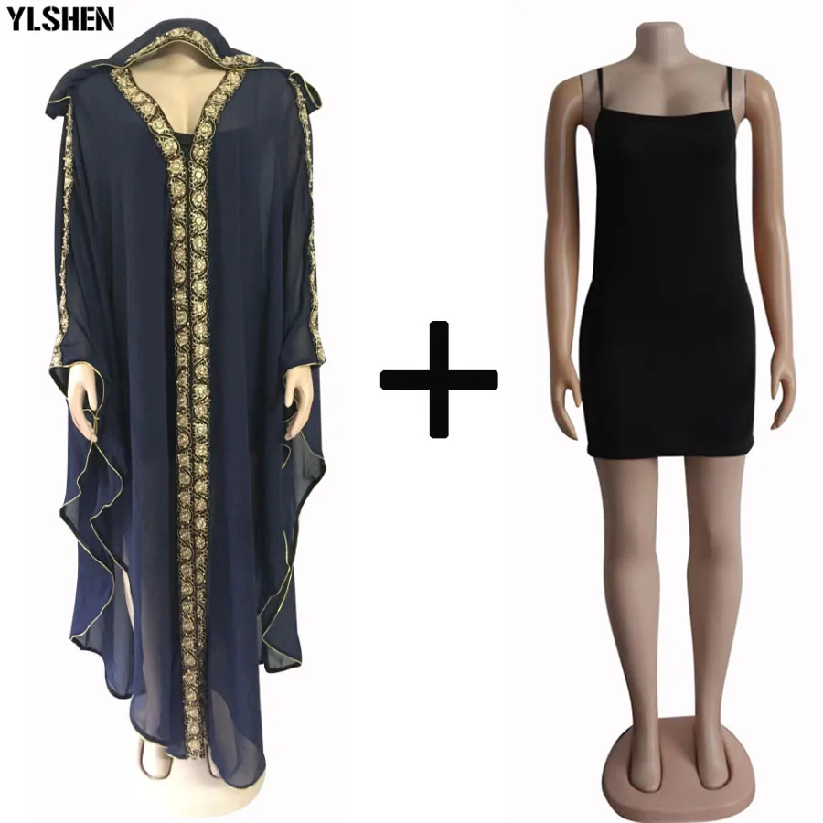Комплект из 2 предметов, африканские платья для женщин, мусульманское длинное платье, халат Jupe Africaine, женская одежда, шифоновая толстовка