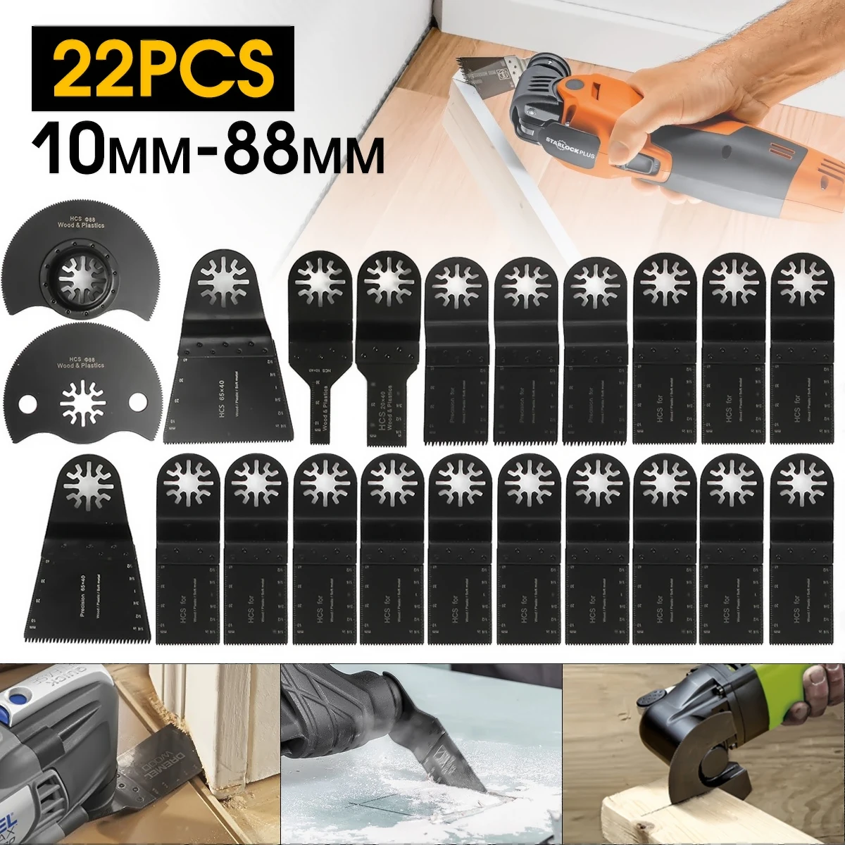 

Doersupp 22 Pcs/Set Mix Oscillating Multi Tool Saw Blade Kit Multimaster For Fein For Bosch Power Tool Accessories