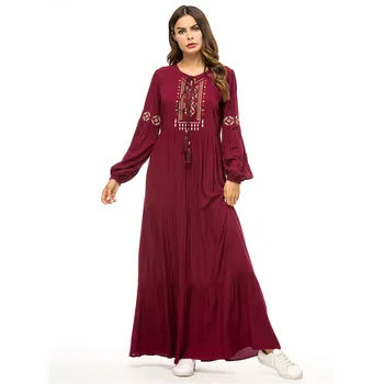 

Simple embroidered maternity gown long sleeve women outwear for pregnancy cotton floral pregnant dress for formal party wedding