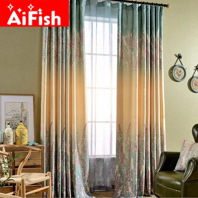 Purple Lavender Printed Insulation Curtains For Living Room European Purple Lavender Printed Insulation Curtains For Living Room European American Style Fl Screens Window Kitchen Panel