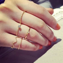FAMSHIN 5 pieces. Set the brightness of cute Chic style crystal rhinestone midi fist finger joint ring women ring