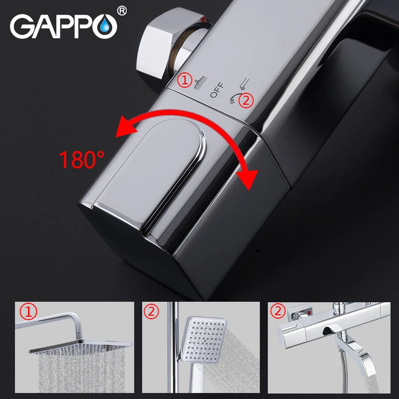 GAPPO Shower System Bathroom Faucet Water Mixer Tap Thermostat Faucet Waterfall Wall Mount Shower Rain Set