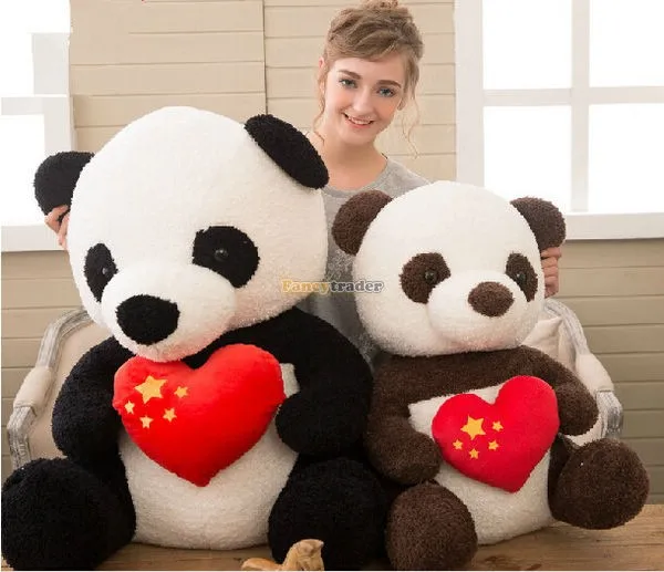 Fancytrader 31'' 80cm Super Lovely Giant Stuffed Soft Plush Heart Panda, 2 Colors, Free Shipping FT50550 (7)